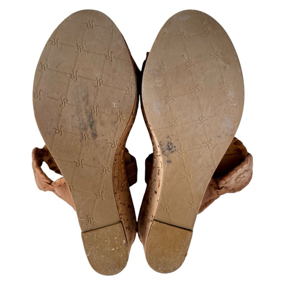 Jack Rogers Leigh Cognac Brown Leather Cork Wedge Sandals Women’s size 5 - Picture 9 of 11